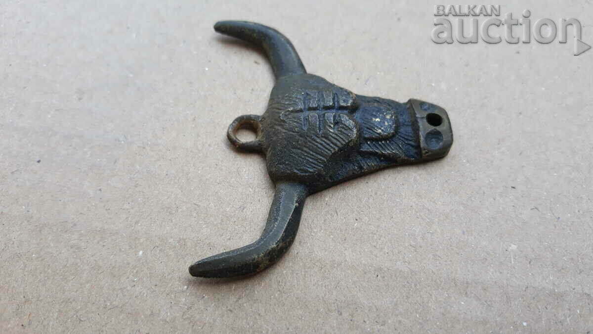 antique bronze bull head amulet - 7 antique bronze bull head amulet - 7