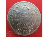 1 Peso 1877 Chile silver NO MADE IN CHINA !