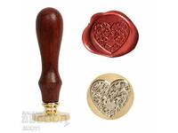 Heart wax stamp, Set: stamp, spoon and wax