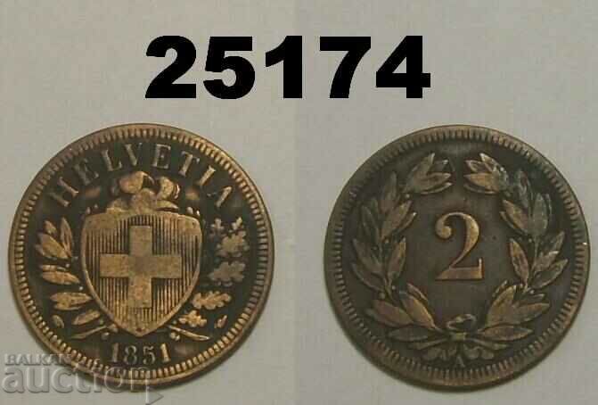 Швейцария 2 рапен 1851