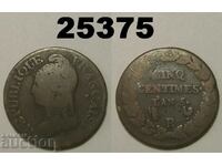 France 5 centimes L'an 5 R copper coin