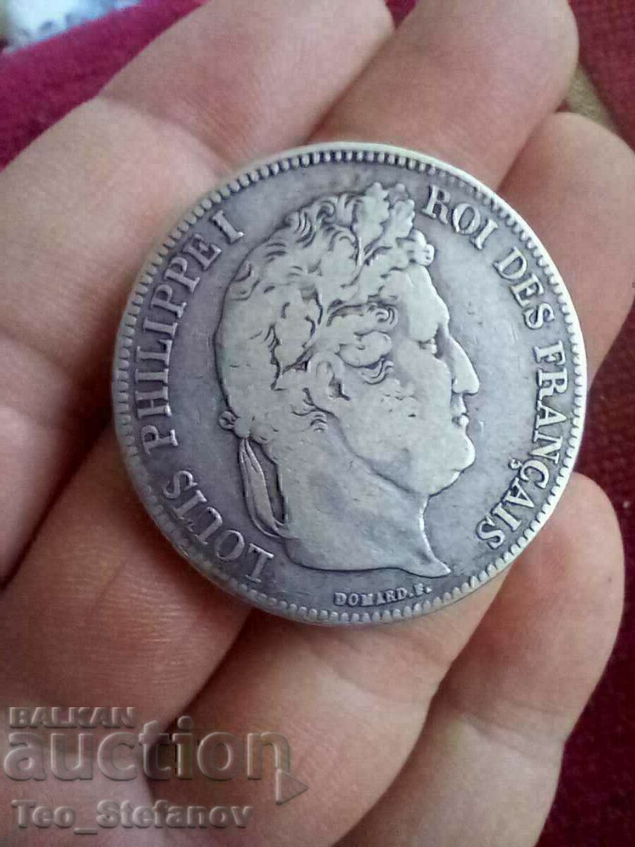 Доставка на 5 франка 1834 Франция сребро