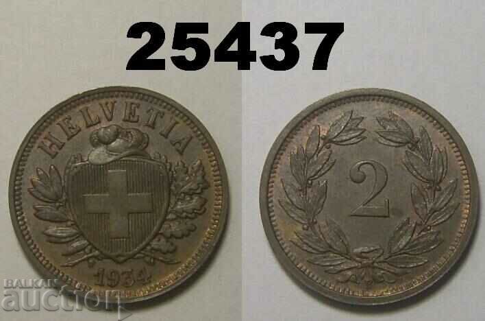 Switzerland 2 rapene 1934 Rare