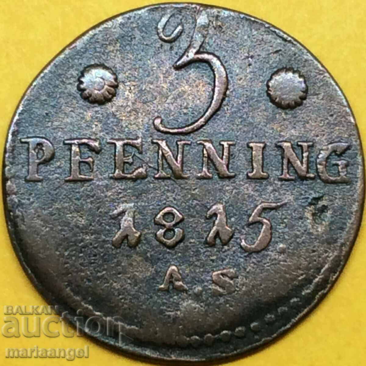 Rostock 3 Pfennig 1815 Mecklenburg Germany - rare!