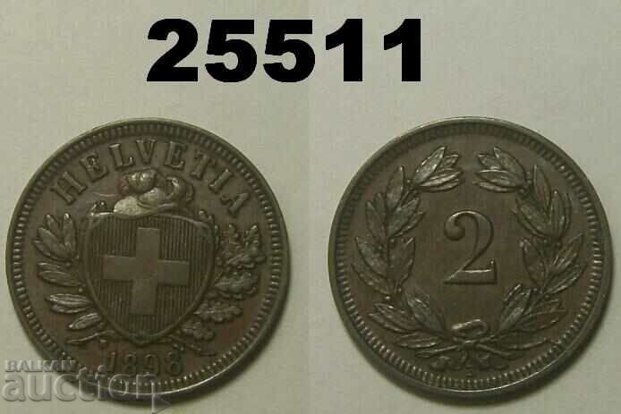 Switzerland 2 rapen 1898 Rare