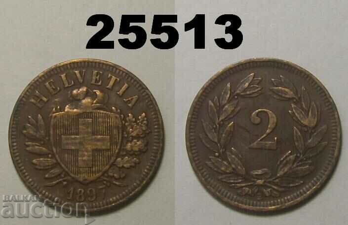 Switzerland 2 rapen 1897 Rare