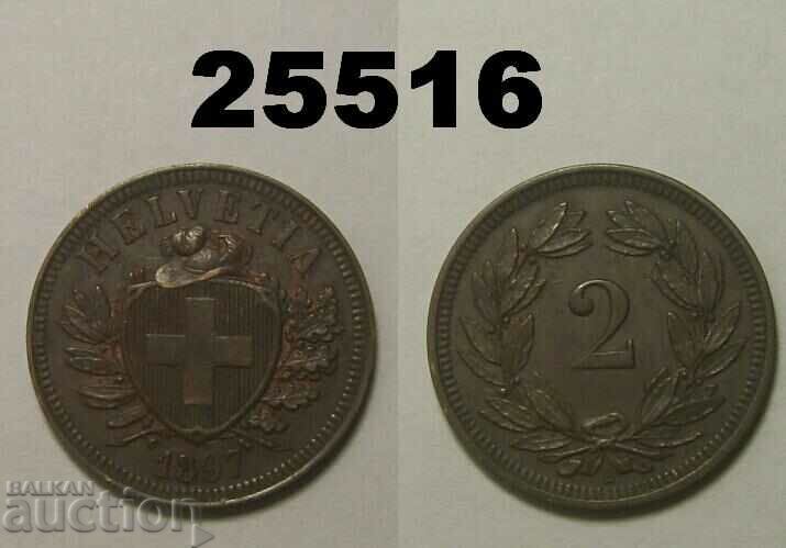 Switzerland 2 rapen 1897 Rare