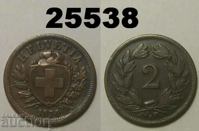 Switzerland 2 rapen 1870 Rare