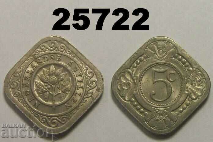 Холандски Антили 5 цента 1962