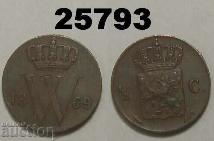 Netherlands 1/2 cent 1869