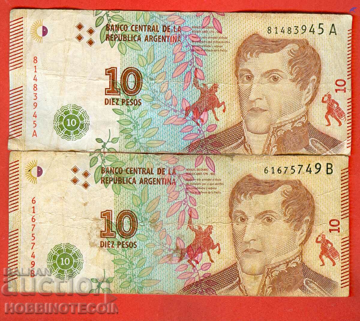 ARGENTINA ARGENTINA 2 x 10 Pesos ediția 2016 seria A - B
