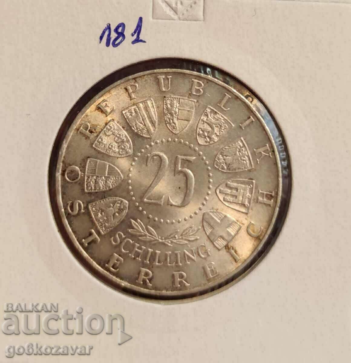 Austria 25 Shillings 1962 Silver UNC