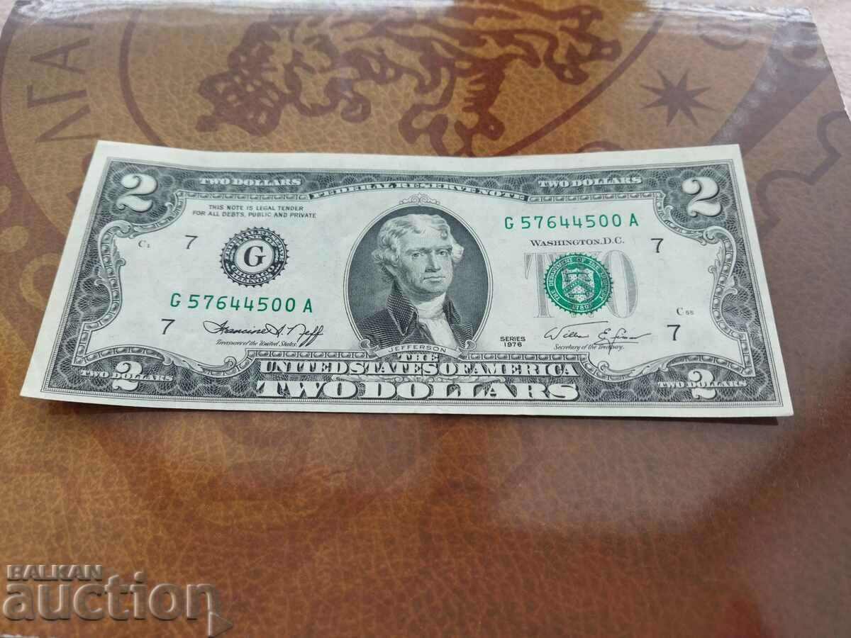 КАЧЕСТВО САЩ банкнота 2 долара от 1976 г. Чикаго