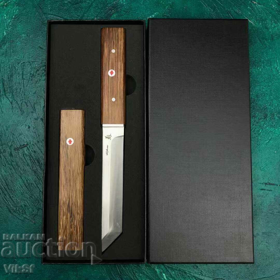 Auction  High class Japanese TANTO knife KIBU JP06 WOOD, Steel D2, HRC