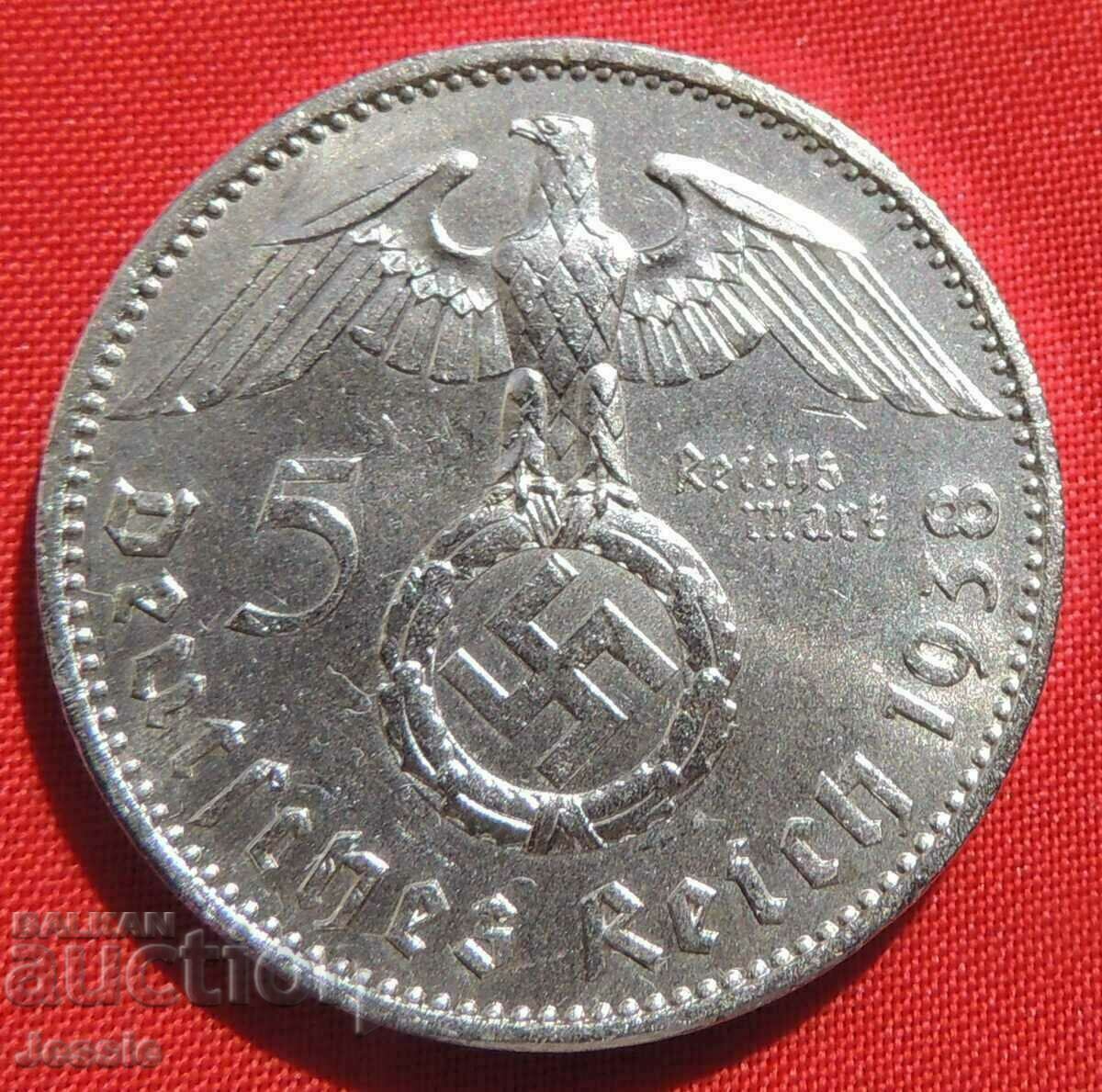 5 Reichsmarks 1938 Un argint german