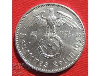 5 Reichsmarks 1938 Un argint german