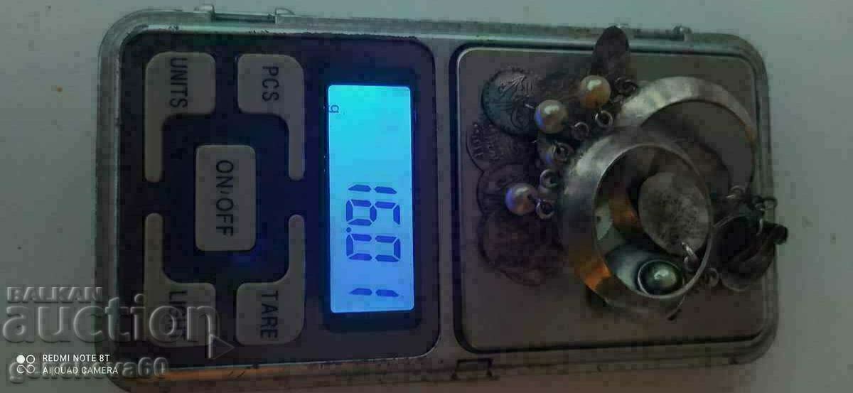 Cercei argint Renaștere cu akce turcești, costum popular - 7