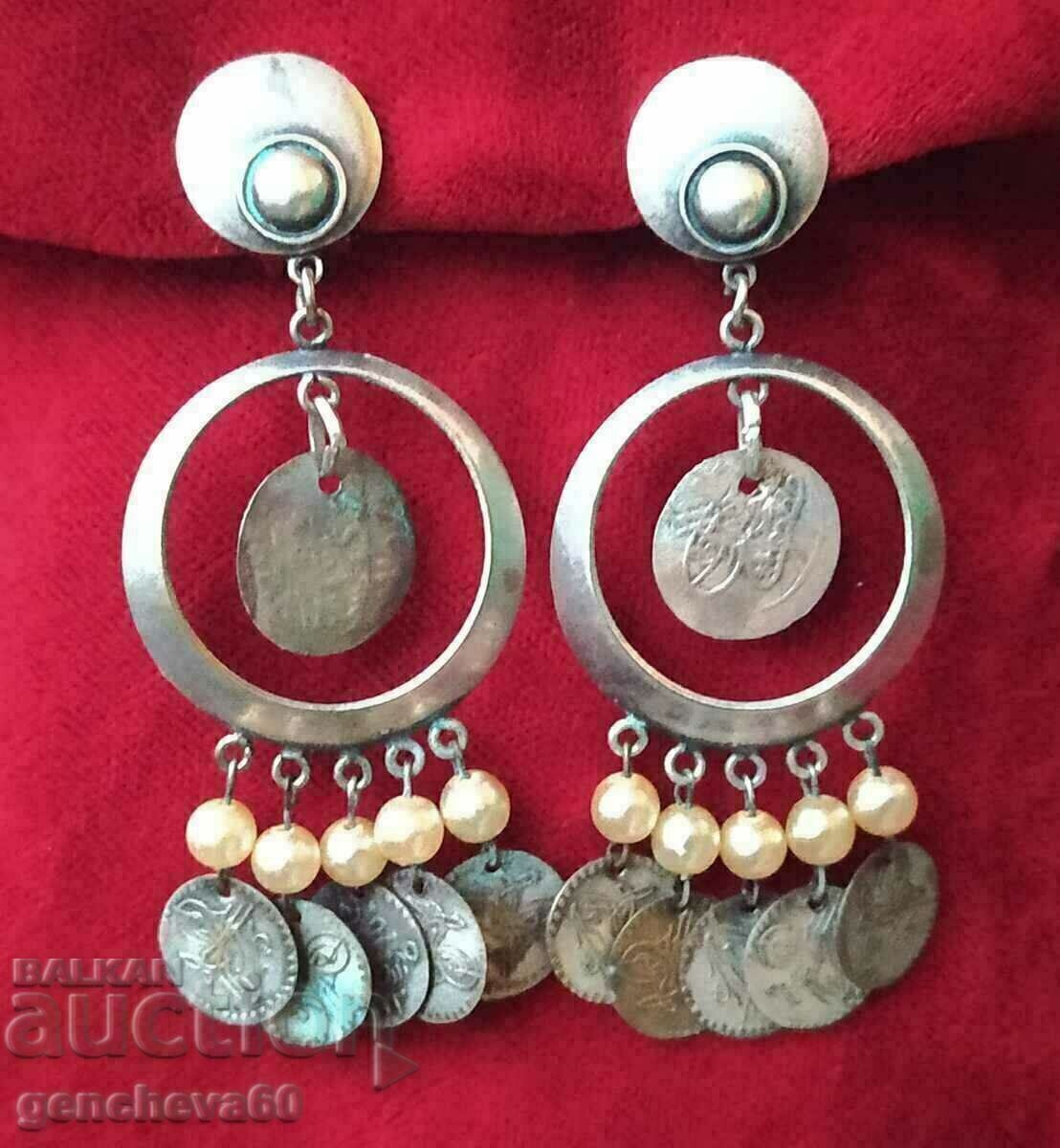 Ασημένια σκουλαρίκια με τουρκικές πέρλες/κοστούμια