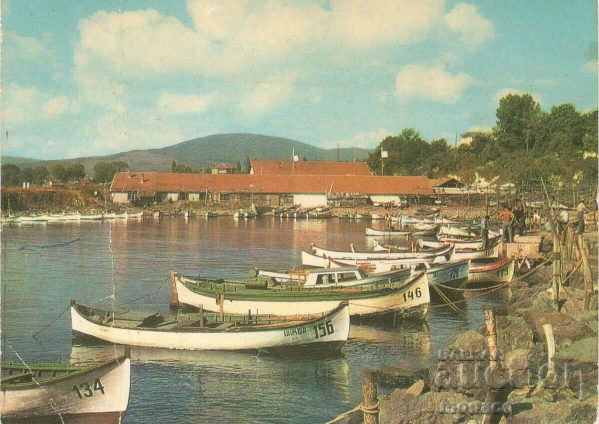 Old postcard - Michurin, Fisherman's Quay