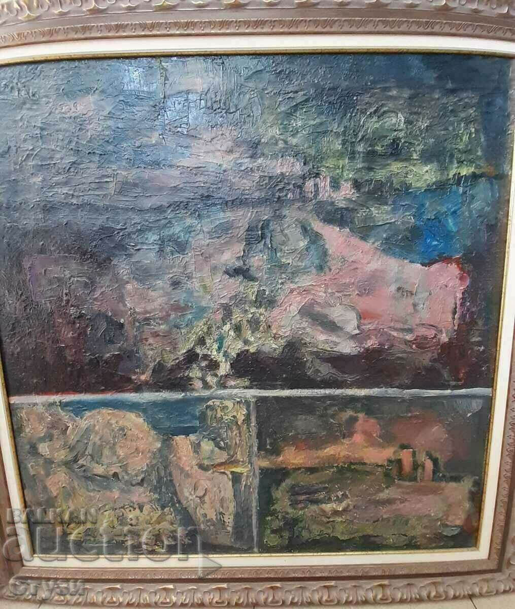 Painting-Nikola Daskalov (1941-2010), oil, 70x70cm, certificate