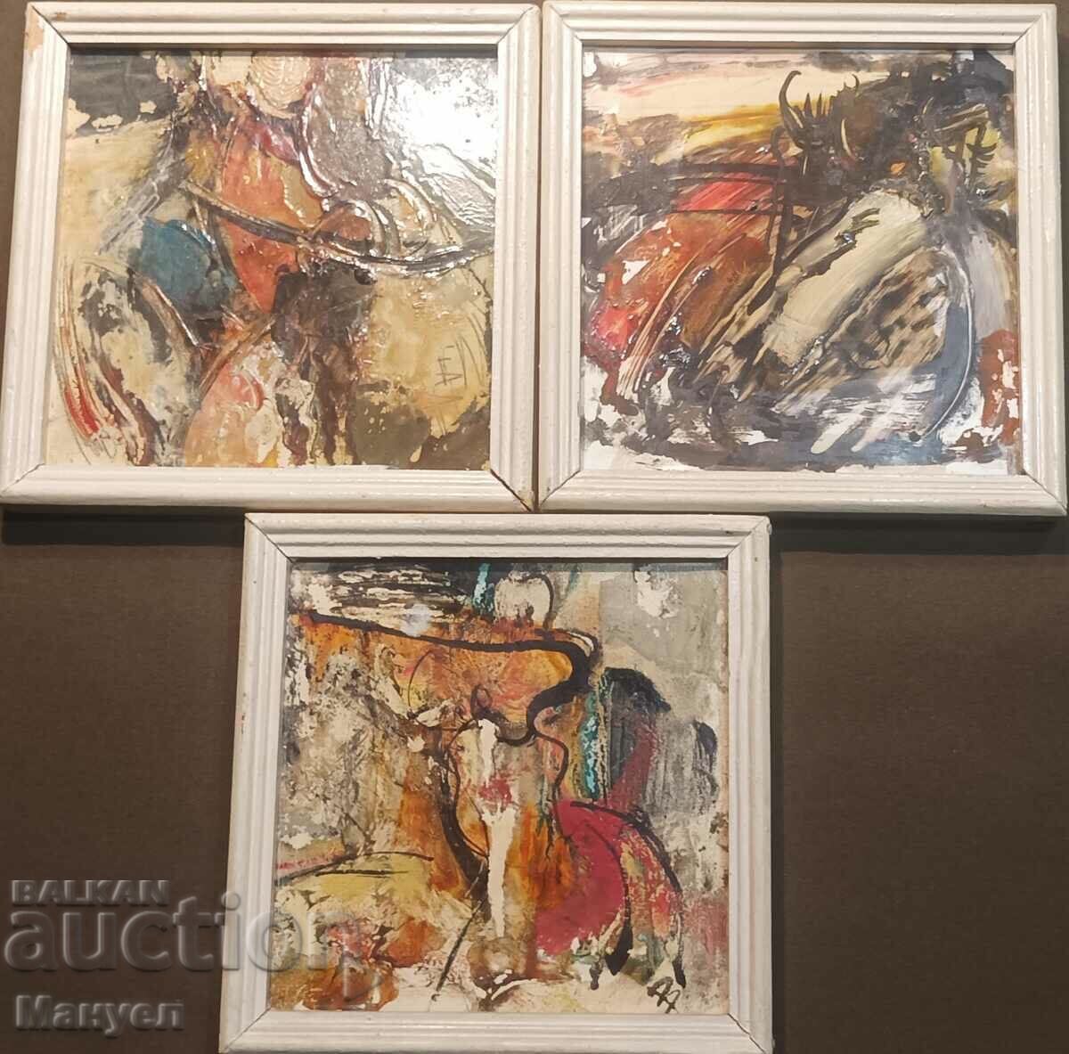 Three small paintings by Atanas Assenov.