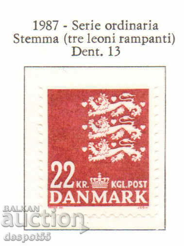 1987. Δανία. Κανονική Έκδοση - Εθνόσημο (στυλιζαρισμένα λιοντάρια).