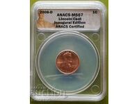 1 Cent 2008 ''D'' USA Certified ANACS - MS67