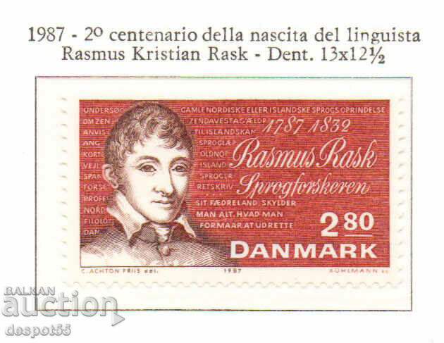 1987. Дания. 200 год. от рождението на Расмус Раск.