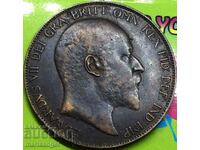 Marea Britanie 1 penny 1907 30mm bronz