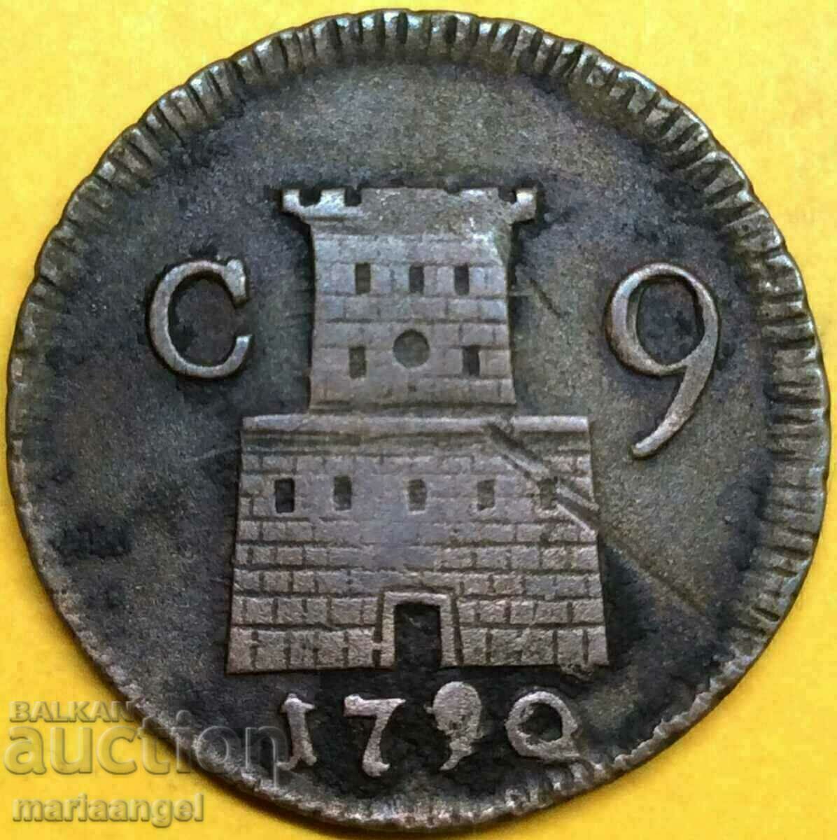 Неапол 9 кавали (къни) 1790 Италия Замък