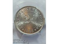 2 и 1/2  стотинки 1888 MS65