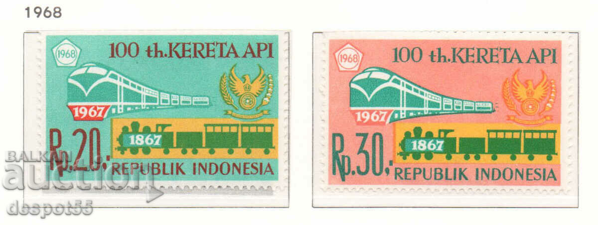 1968. Indonezia. 100 de ani de la Căile Ferate Indoneziene.