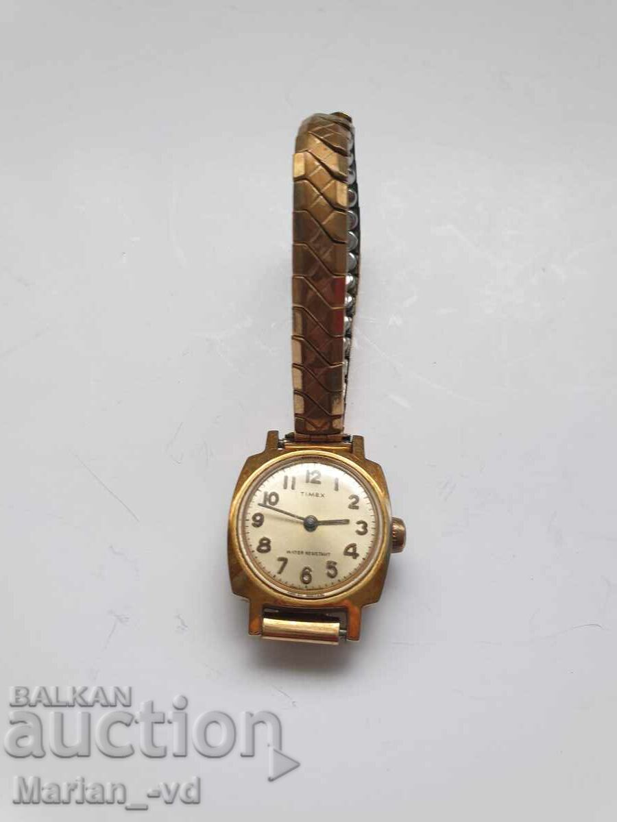 Women's gold-plated Timex mechanical watch