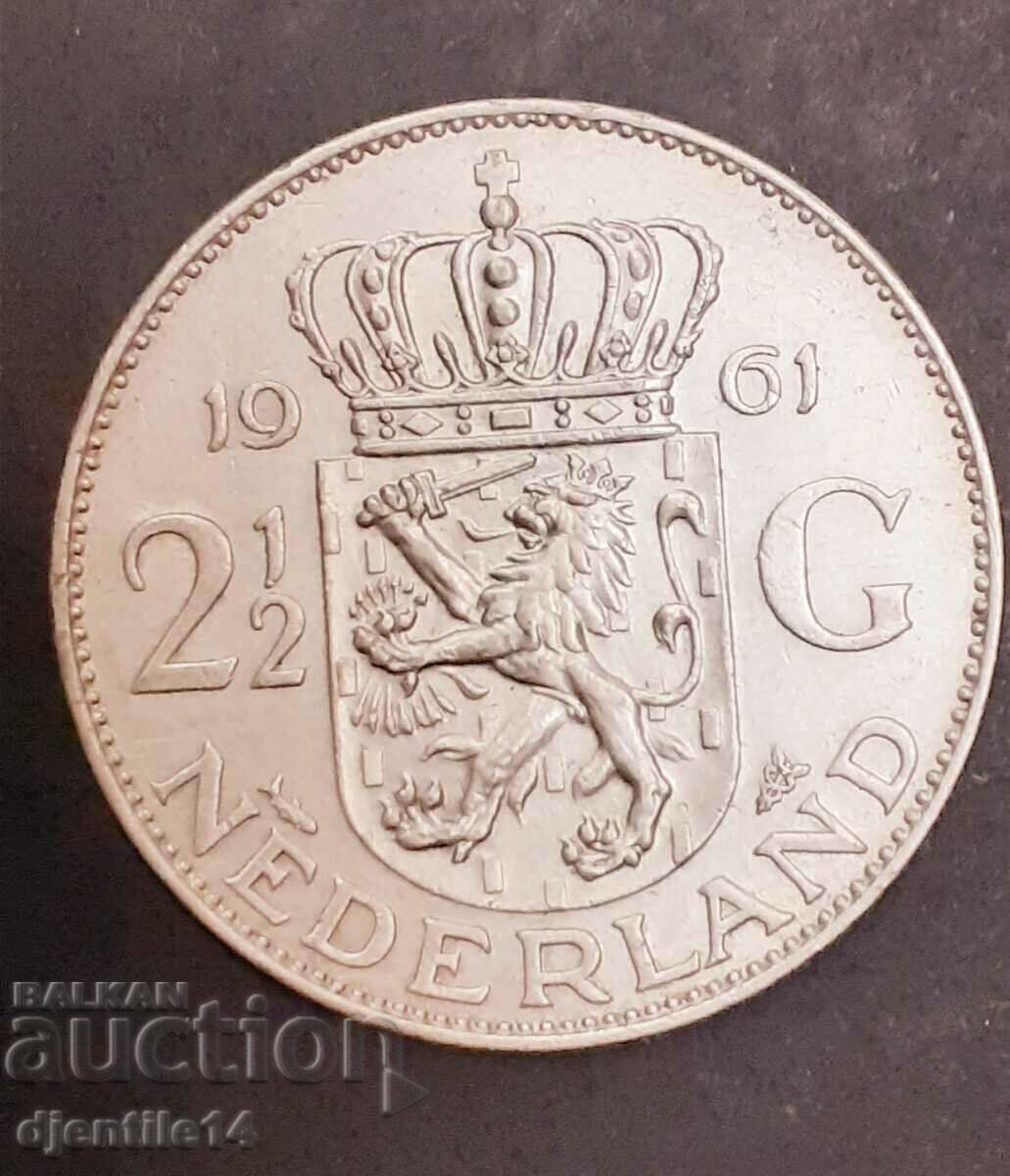 Монета Нидерландия 2 1/2 С сребро