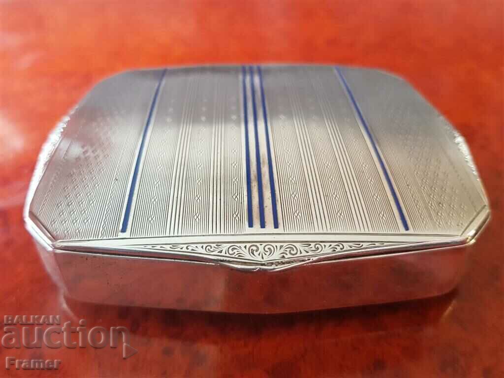 Auction Silver enamel silver Art Deco snuff box with silver box Auction Silver enamel silver Art Deco snuff box with silver box