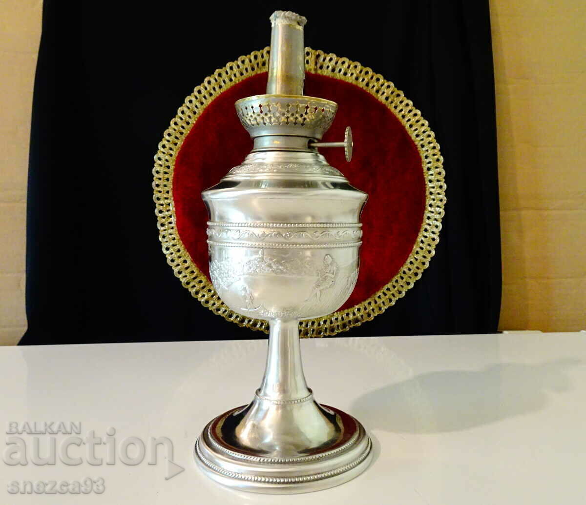 Lampă cu gaz Kosmos Brenner cu pictură Lorelei, cositorită - 7 Lampă cu gaz Kosmos Brenner cu pictură Lorelei, cositorită - 7