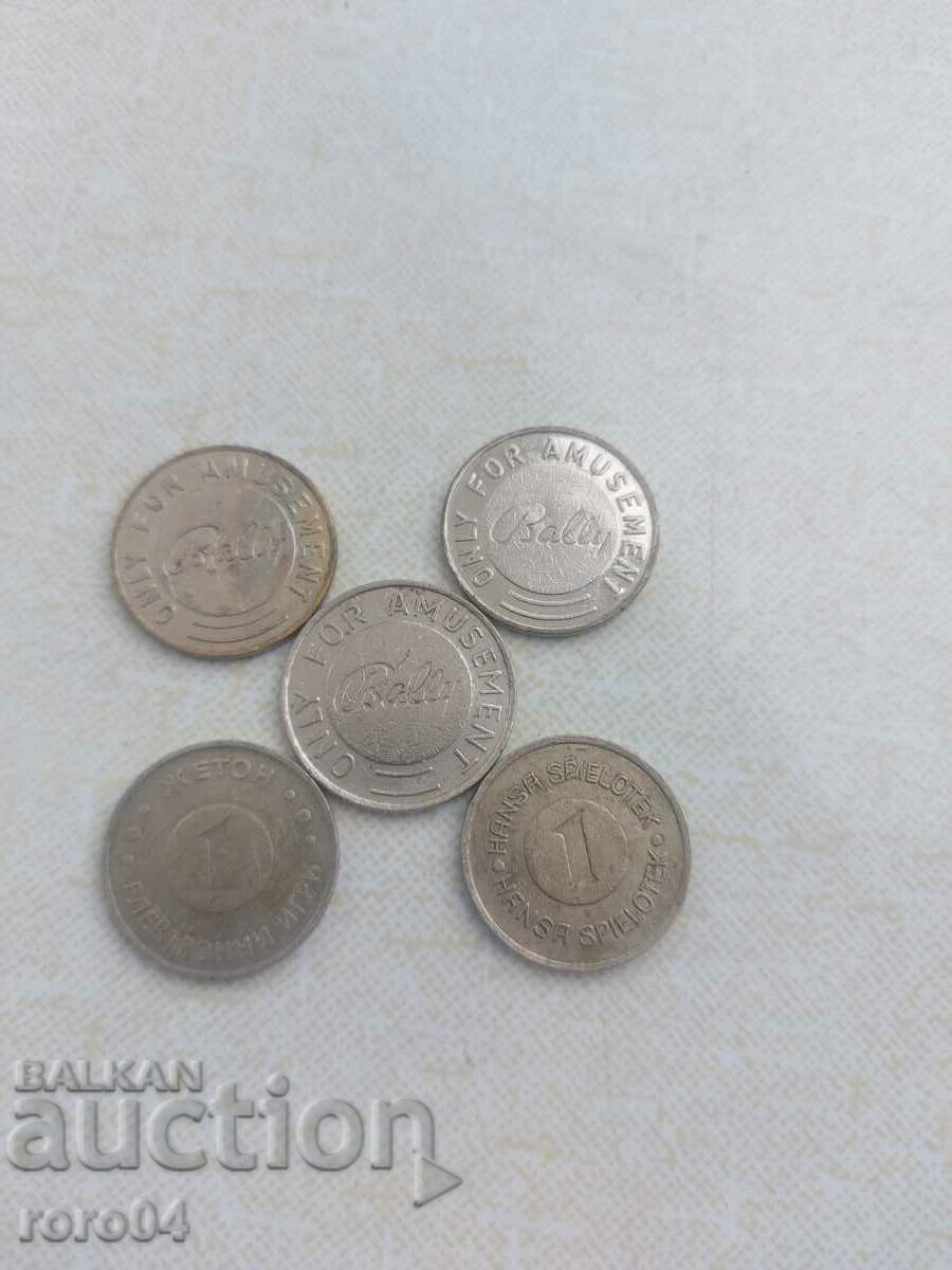 Delivery of TOKENS FOR ELECTRONIC GAMES - 5 PCS