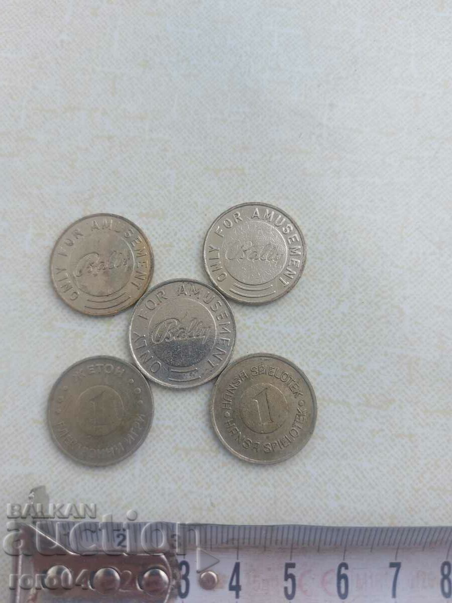 TOKENS FOR ELECTRONIC GAMES - 5 PCS - 5 TOKENS FOR ELECTRONIC GAMES - 5 PCS - 5