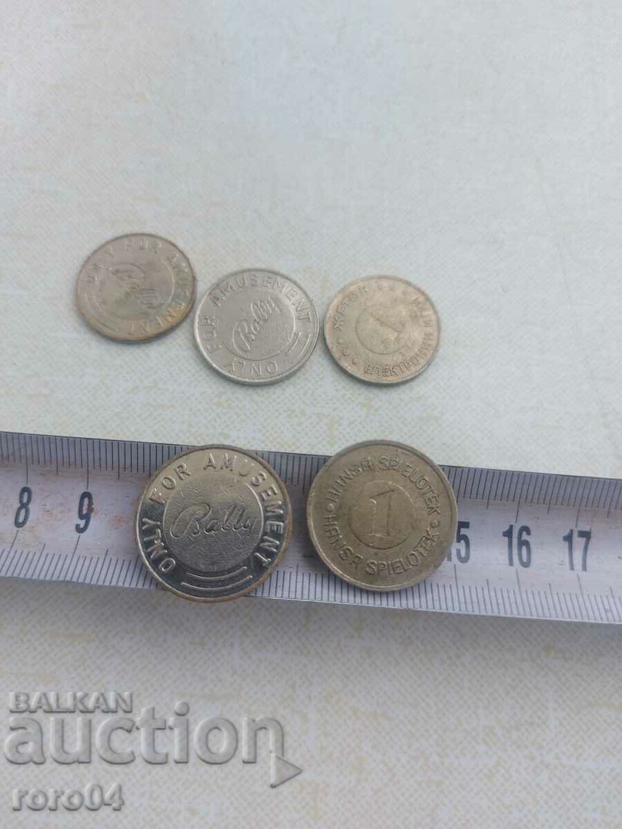 TOKENS FOR ELECTRONIC GAMES - 5 PCS - 6 TOKENS FOR ELECTRONIC GAMES - 5 PCS - 6