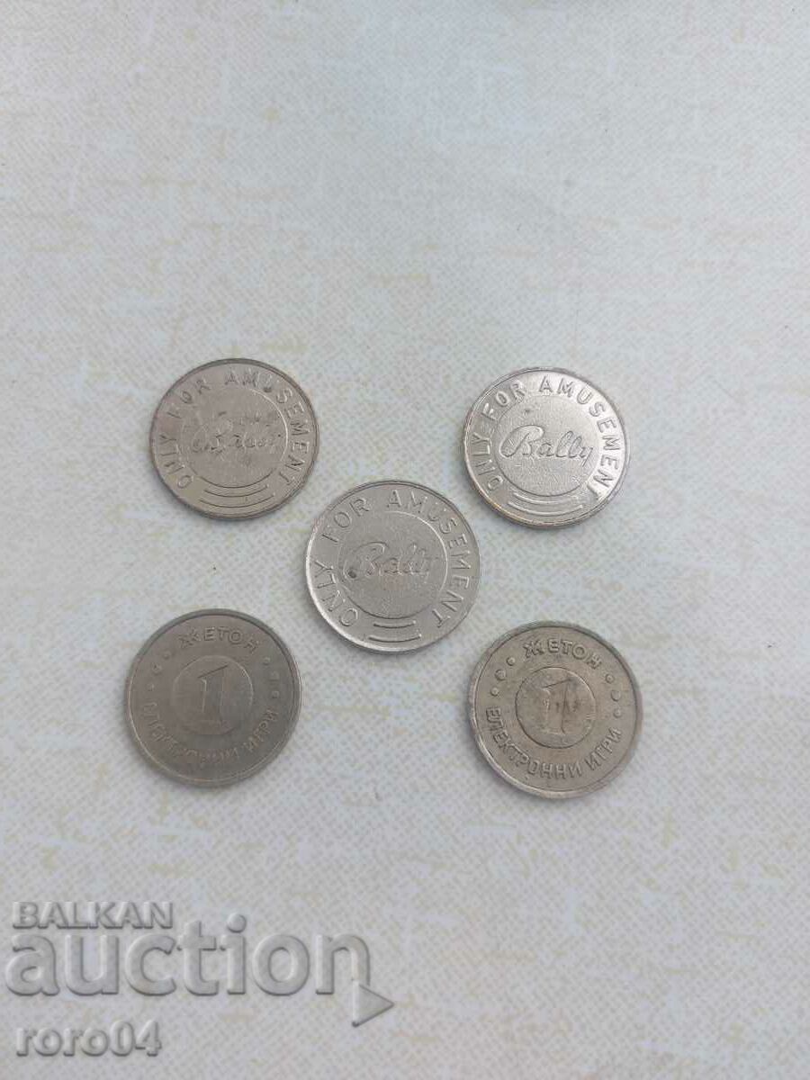 TOKENS FOR ELECTRONIC GAMES - 5 PCS