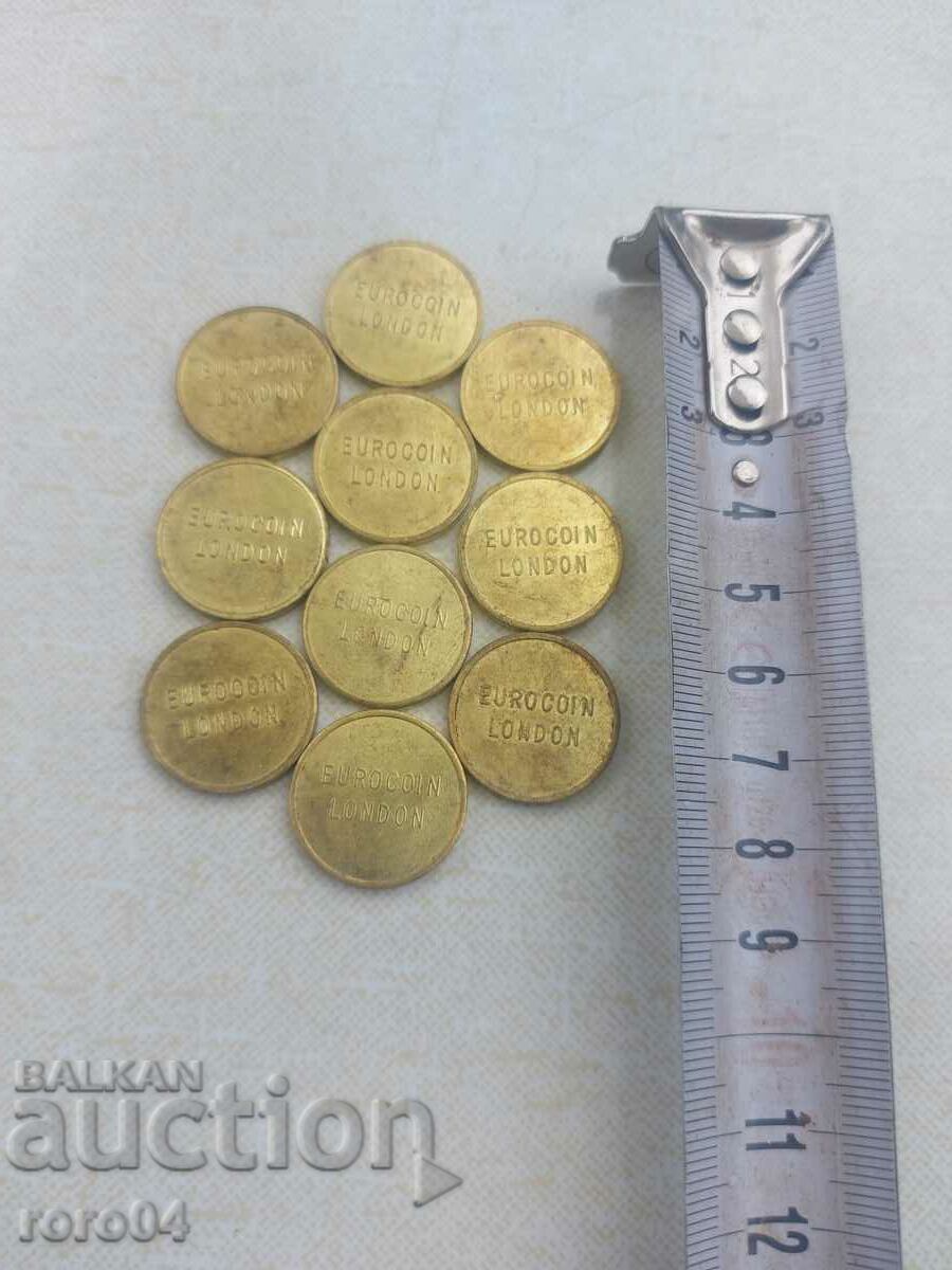 Auction TOKENS - EUROCOIN LONDON - 10 PCS Auction TOKENS - EUROCOIN LONDON - 10 PCS