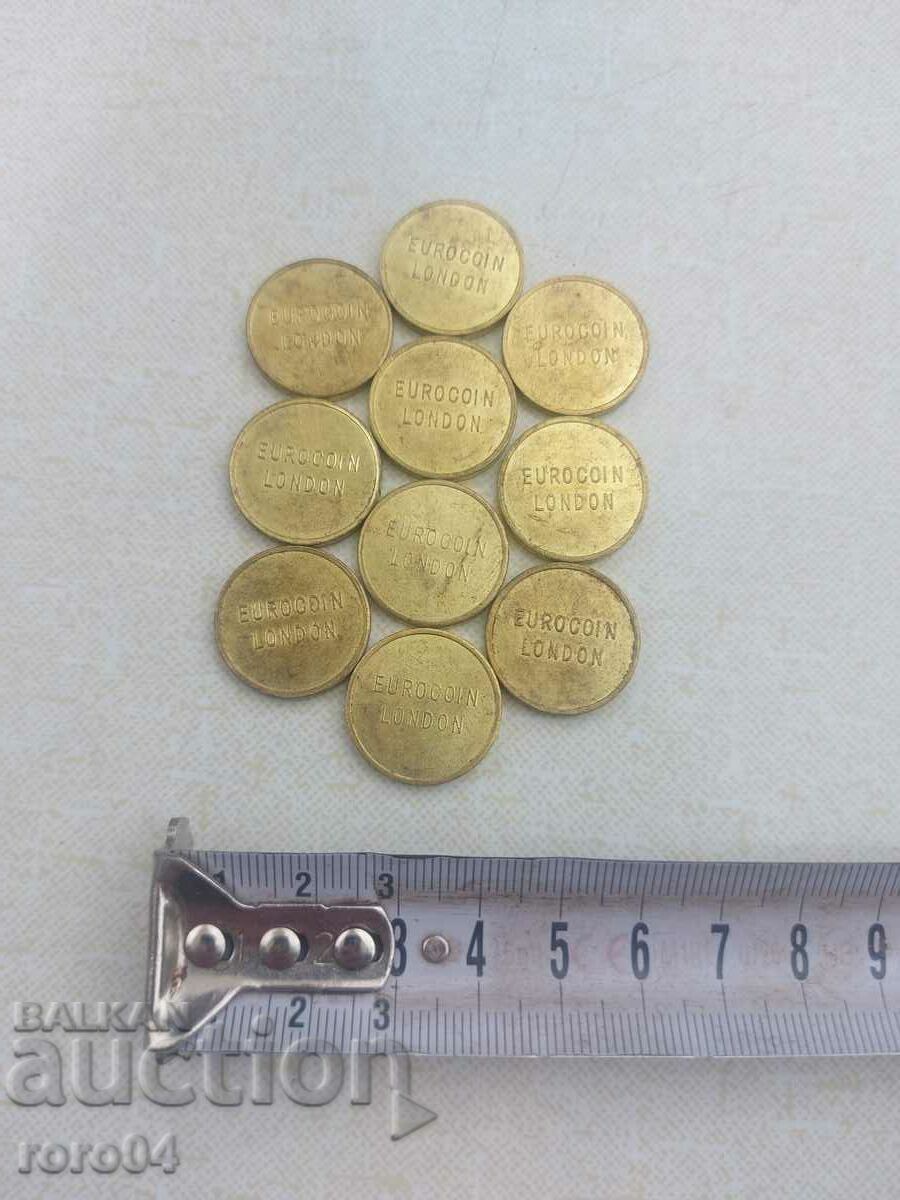JETONE - EUROCOIN LONDRA - 10 BUC cu preț € 12.99 | 25.41 BGN JETONE - EUROCOIN LONDRA - 10 BUC cu preț € 12.99 | 25.41 BGN