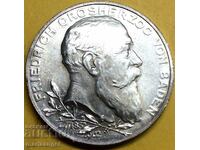 Баден 2 марки 1902 Германия 50 години на Фридрих UNC