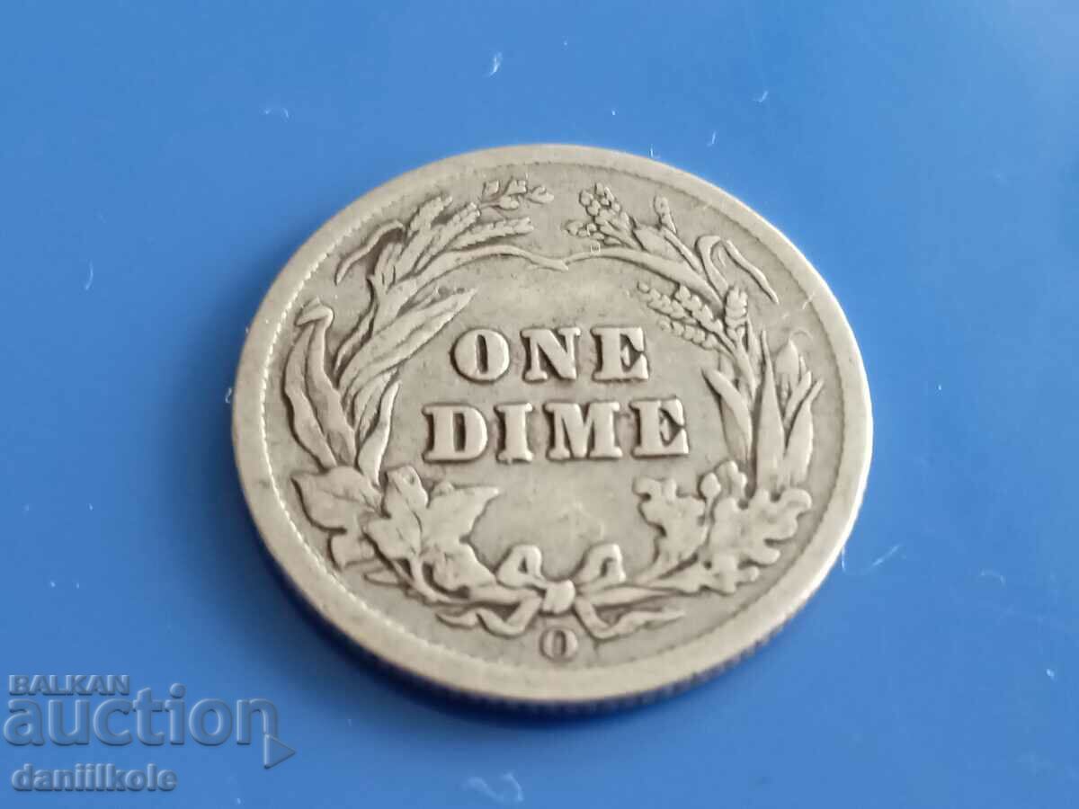 *$*Y*$* SUA 1 DIME 1906 SCRISOARE O NEW ORLEANS SILVER RRR *$*Y*$*