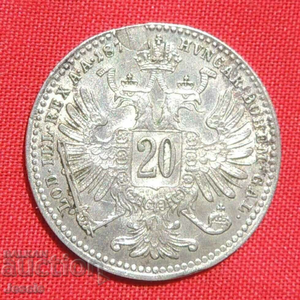20 Kreuzer 1870 Austro-Ungaria Argint