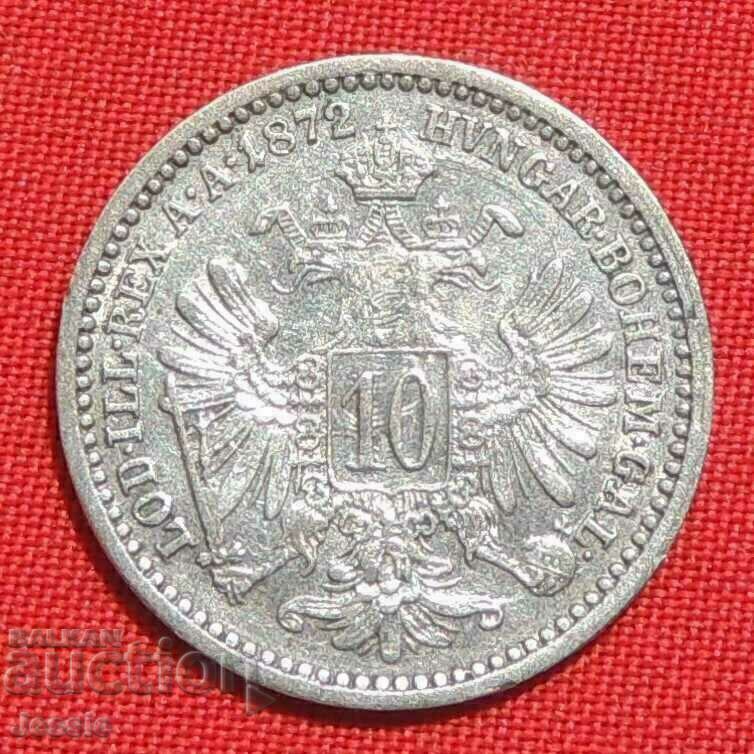 10 Kreuzer 1872 Austria-Hungary Silver