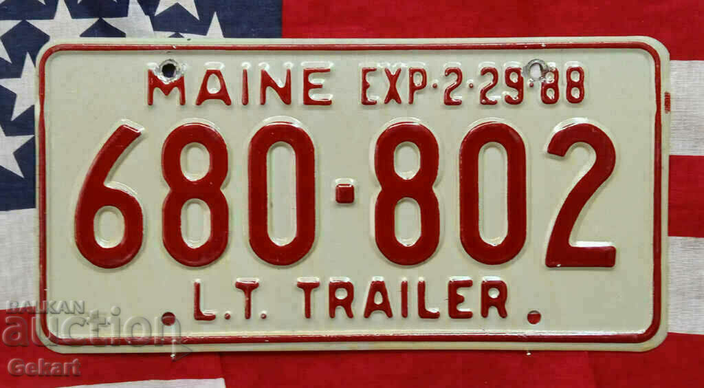 Американски регистрационни номера Табели MAINE 1988