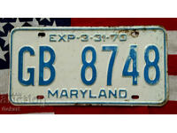 Американски регистрационен номер Табела MARYLAND 1970