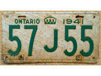 Καναδική πινακίδα κυκλοφορίας ONTARIO 1941