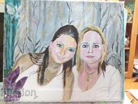 Picture girlfriends 30-25 cm acrylic canvas